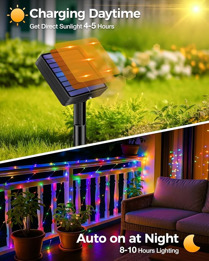 3 Pack Solar Fairy Lights for Outside Waterproof, 49FT/15M 150LED Solar String - Image 2