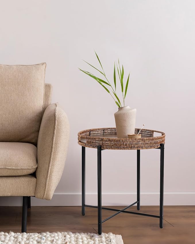 19in Round Rattan Side Table - Image 2