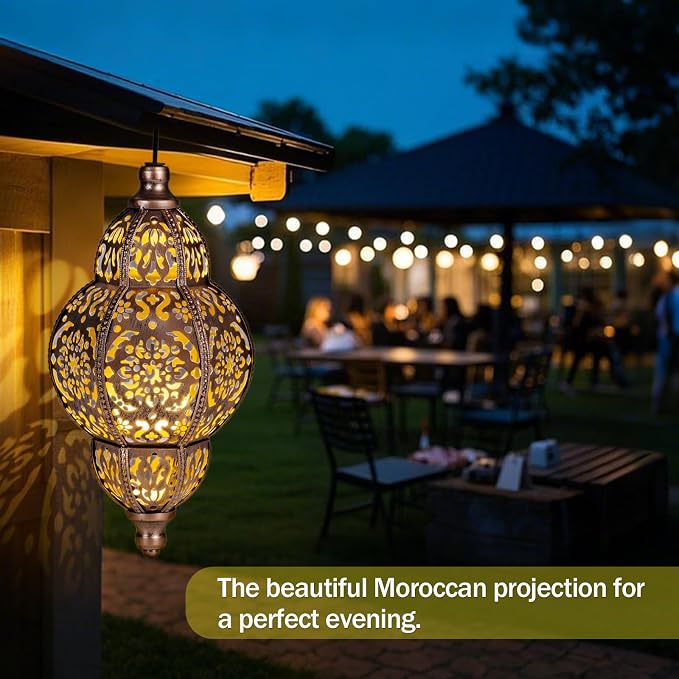 Hanging Solar Lanterns Outdoor Waterproof, Moroccan Solar Lanterns - Image 4