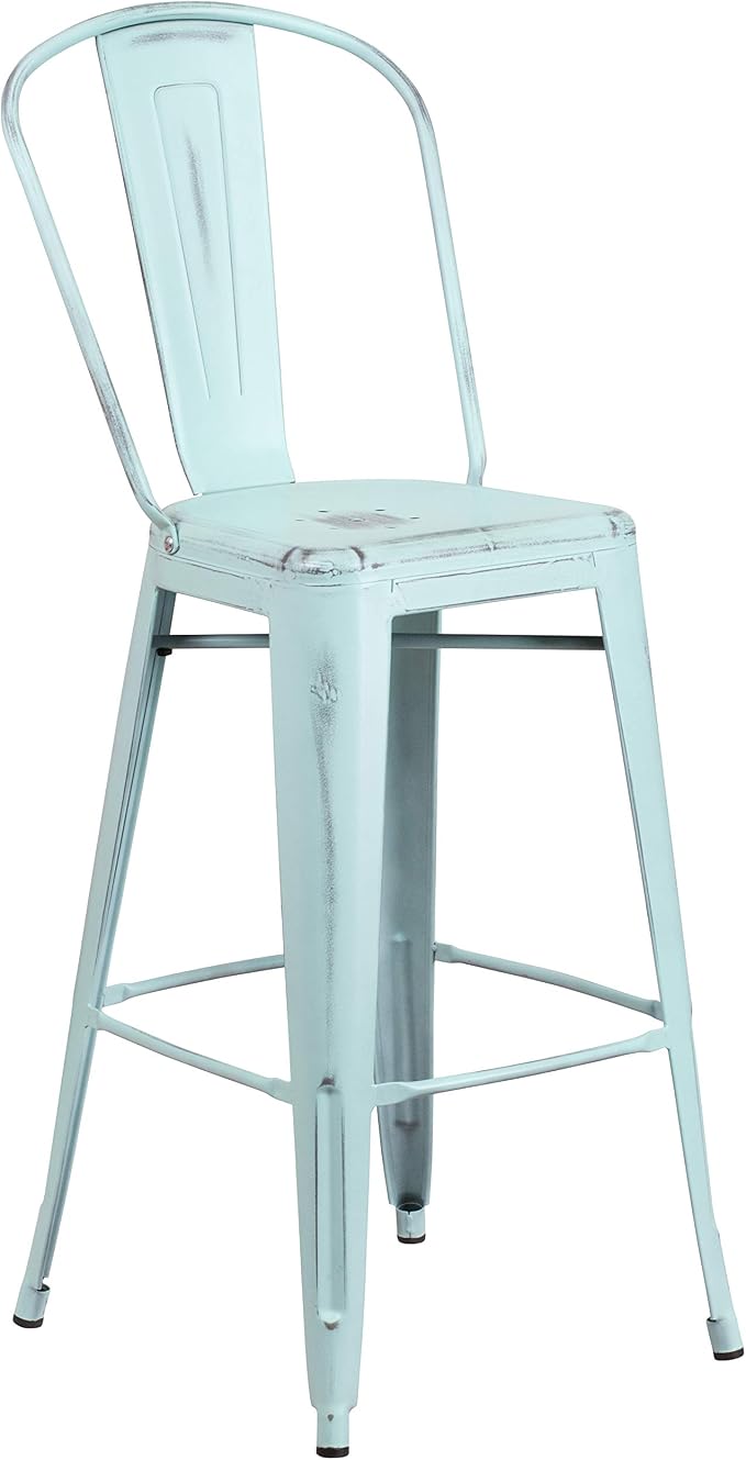 EMMA + OLIVER Commercial 30" H Distressed Green-Blue Metal Indoor-Outdoor - Image 3
