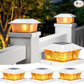 btfarm 4x4 Solar Flame Post Cap Lights Outdoor, 4 Pack Flickering Flame Deck by btfarmdecorativelighting