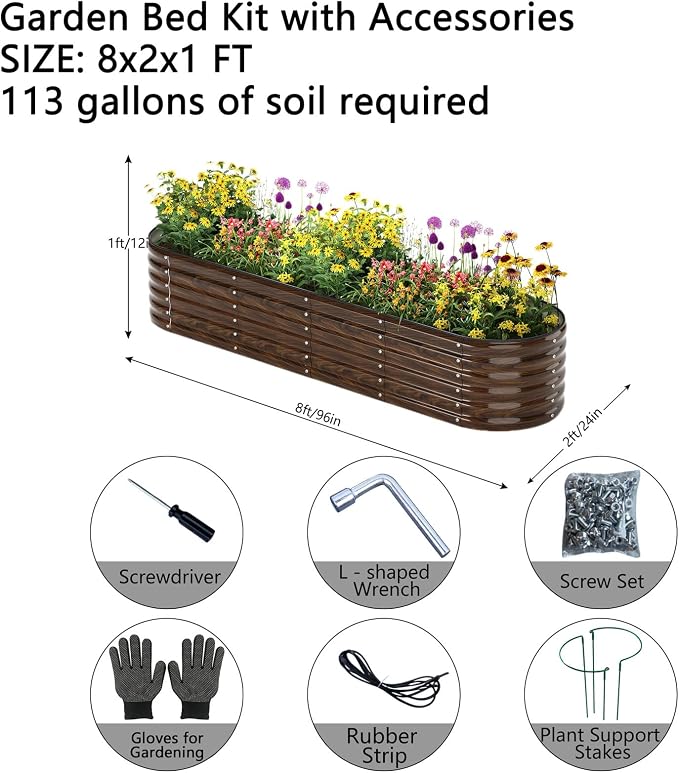 Galvanized Metal Planter Round Raised Garden Bed Kit - Image 2