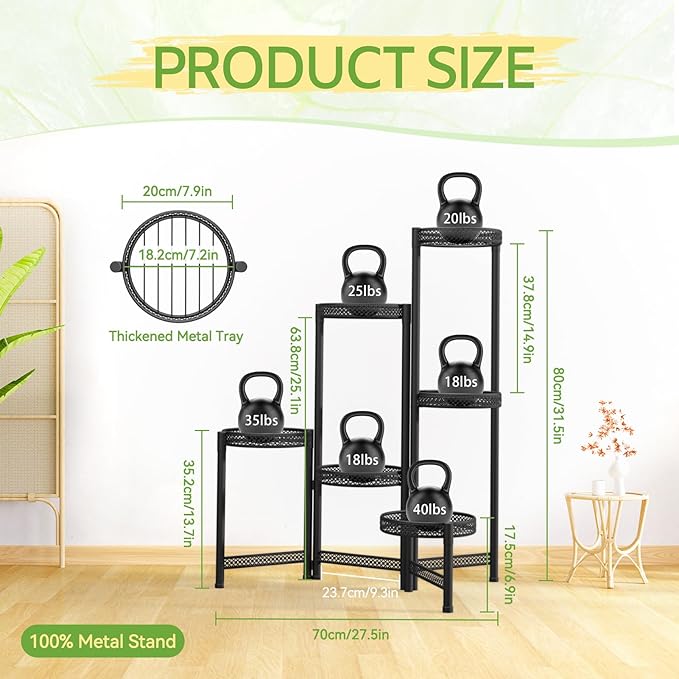 iDavosic.ly Plant Stand Indoor Outdoor, 6 Tier Corner Metal Flower Display - Image 2