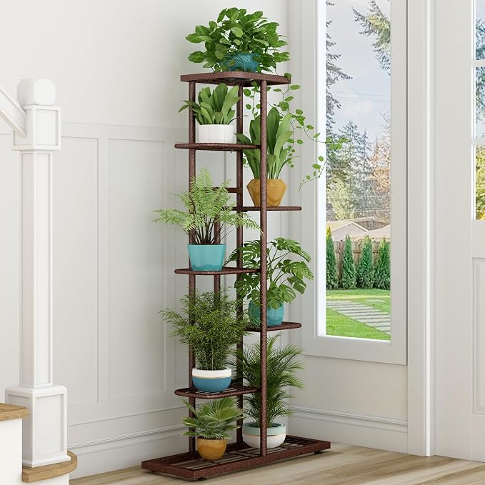 LINZINAR Plant Stand Metal 7 Tier 8 Potted Multiple Flower Pot Holder Shelf - Image 4