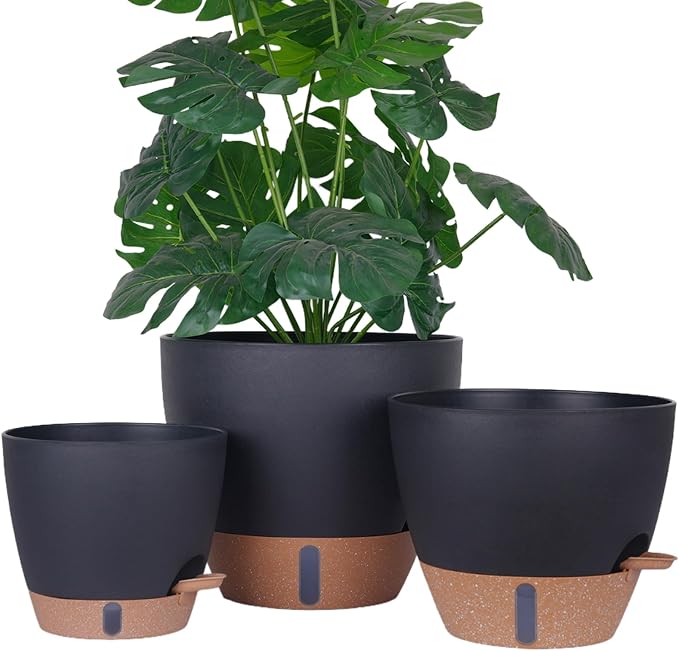 Self-Watering Plant Pots for Indoor Plants: 8/10/12 Inch Large Plastic Planter by THEJIYUE