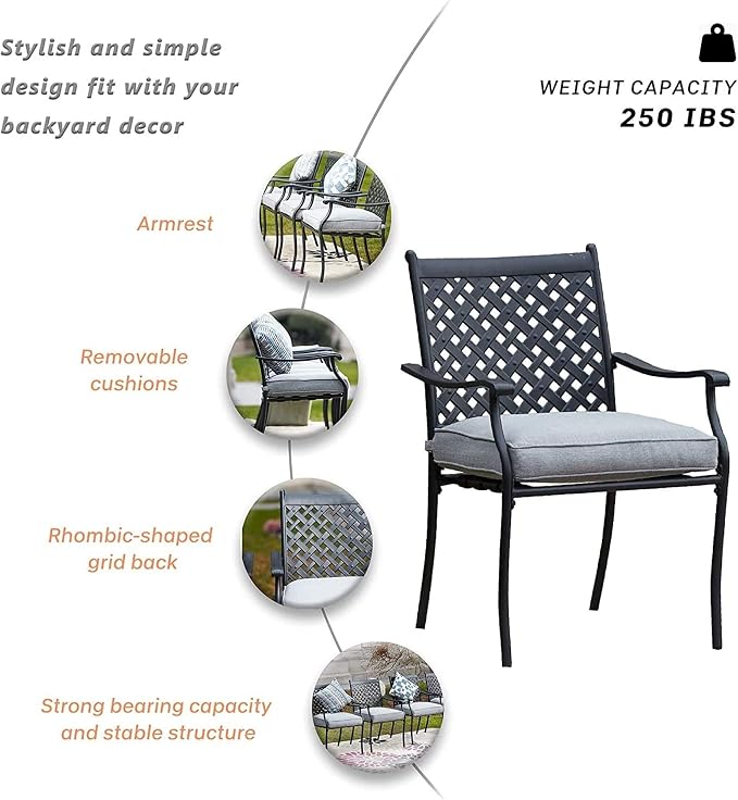 Garden Elements 5-Piece Outdoor Patio Dining Set – 42" Round Table - Image 5