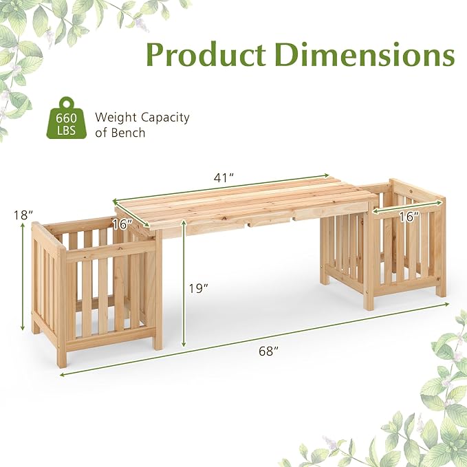 HAPPYGRILL Patio Wooden Bench - Image 3