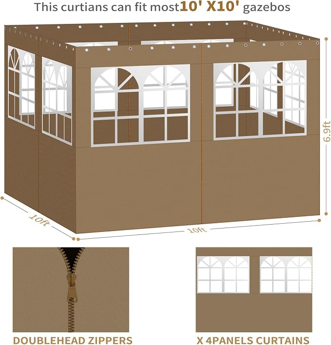 Gazebo Privacy Curtains 10' x 10' - Image 4