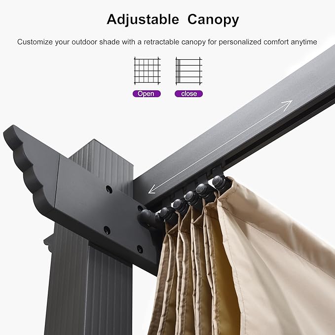 PURPLE LEAF 10' X 12' Outdoor Retractable Pergola - Image 4