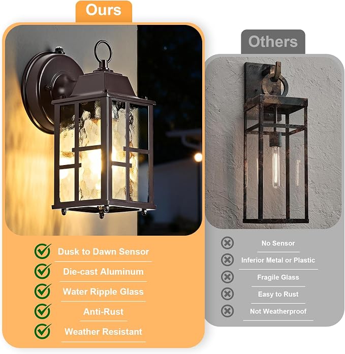 OKELI 2-Pack Dusk to Dawn Outdoor Wall Lights, Weatherproof Exterior Lighting - Image 5