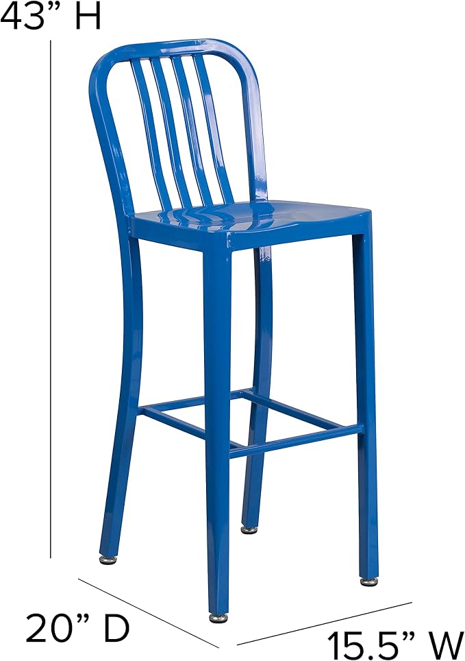 Flash Furniture Gael Commercial Grade 2 Pack 30" High Blue Metal Indoor-Outdoor - Image 3