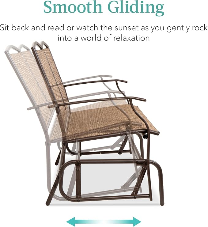 Best Choice Products 2-Person Outdoor Patio Swing Glider Steel Bench Loveseat - Image 4