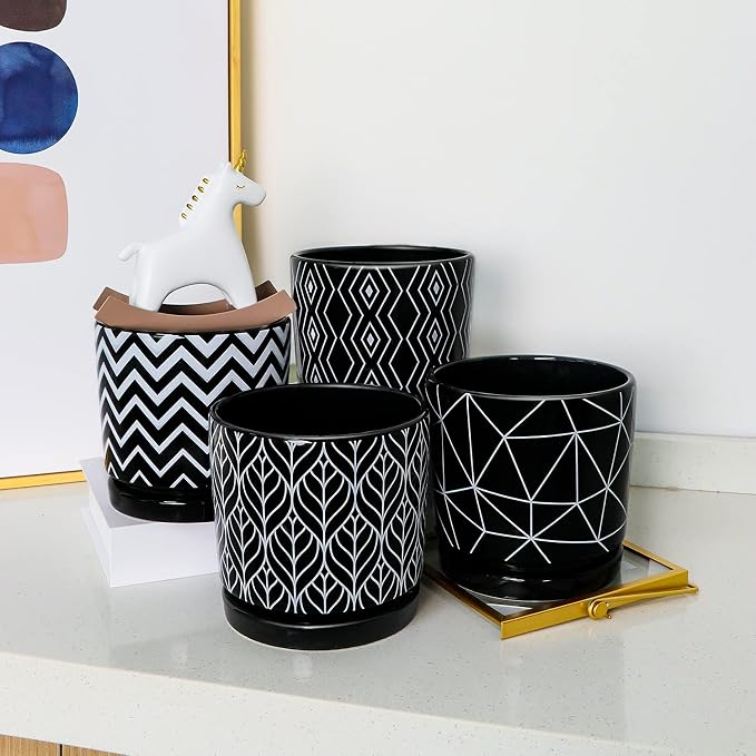 Ton Sin Flower Pots, 5.5 Inch Black Ceramic Planter - Image 5