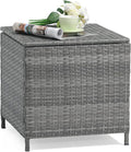 Verano Garden Outdoor Wicker Side Table, Small Storage Rattan Wicker End Table by VeranoGarden