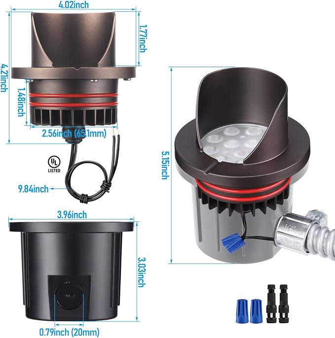 LEONLITE Dia. 4 Inch 5CCT Well Lights Landscape LED In Ground, Shielded Top - Image 7