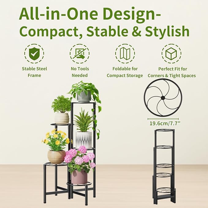 Corner Plant Stand Indoor Outdoor Tall Metal Flower Pot Stands - Image 5