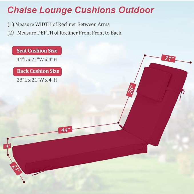 Chaise Lounge Cushions Outdoor 72x21x4 Inch, Patio Lounger Chair Cushion - Image 2