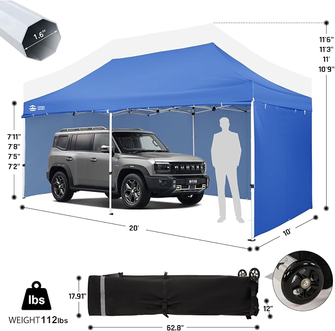 CROWN SHADES 10x20 Pop Up Canopy Tent, Thicken Frame Commercial Heavy Duty Tent - Image 2