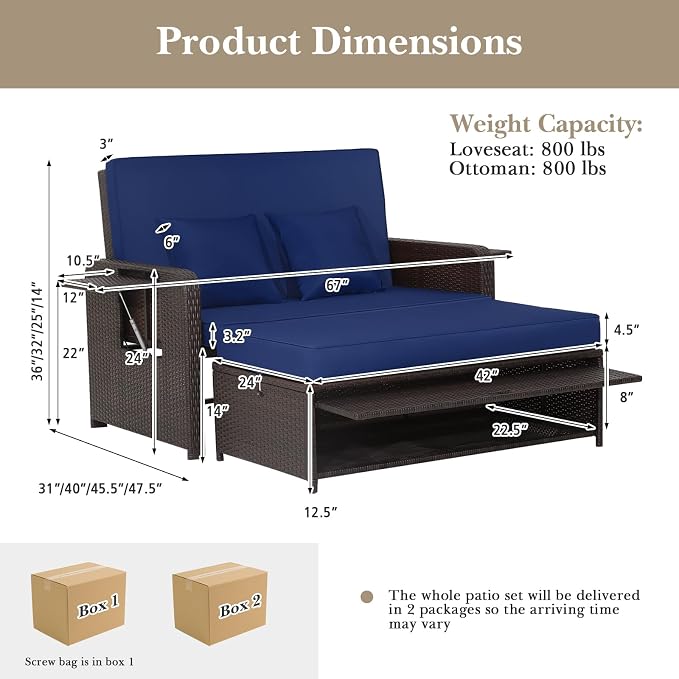 COSTWAY Patio Rattan Daybed - Image 3