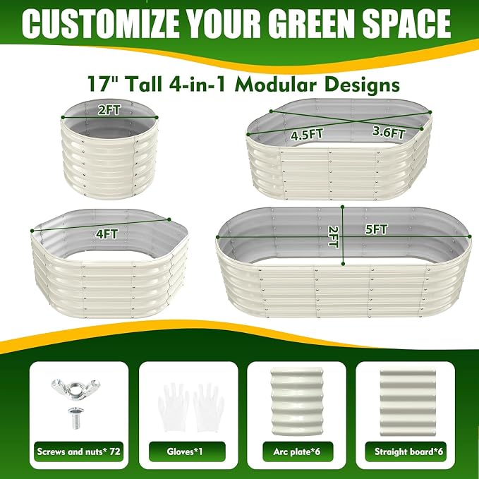17" Tall Elevated Oval Metal Raised Garden Bed - 5ft x 2ft in Size and 0.8MM - Image 3