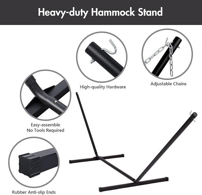 ANOW Double Hammock with Stand Included, 2 Person Hammock with Stand - Image 5