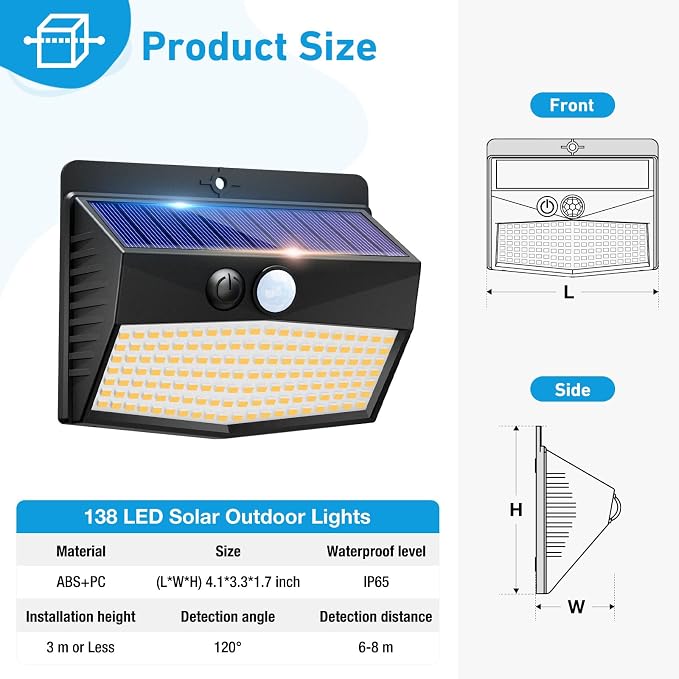 Peasur 16 Packs Solar Outdoor Lights Motion Sensor Solar Security Light - Image 6