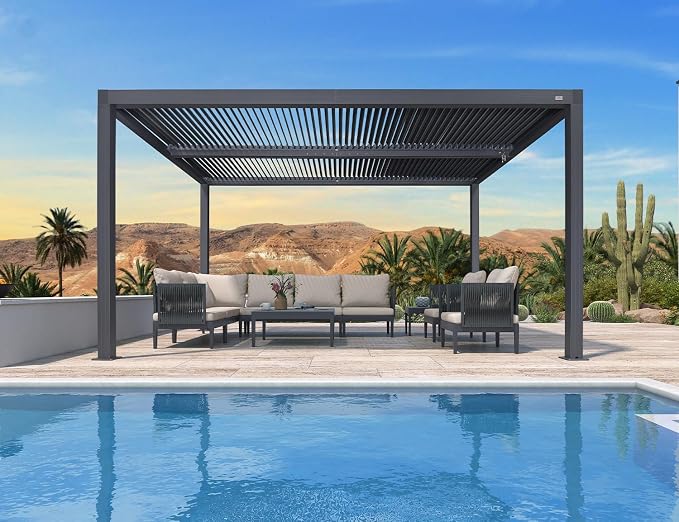PURPLE LEAF Louvered Pergola 94AS 10' x 14' Outdoor Aluminum Pergola - Image 2