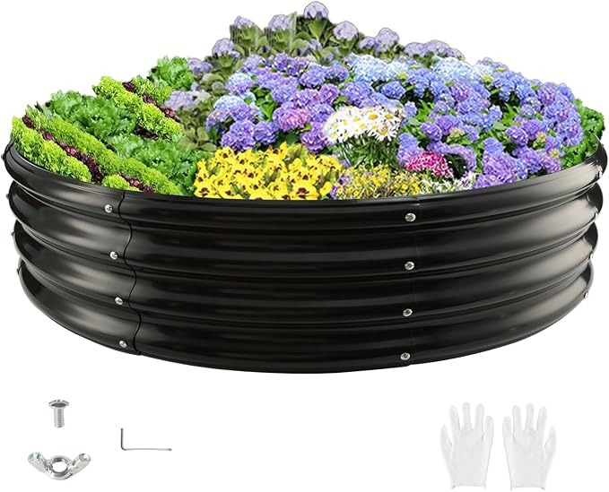 Durable Round Galvanized Steel Raised Garden Bed by zbzbml