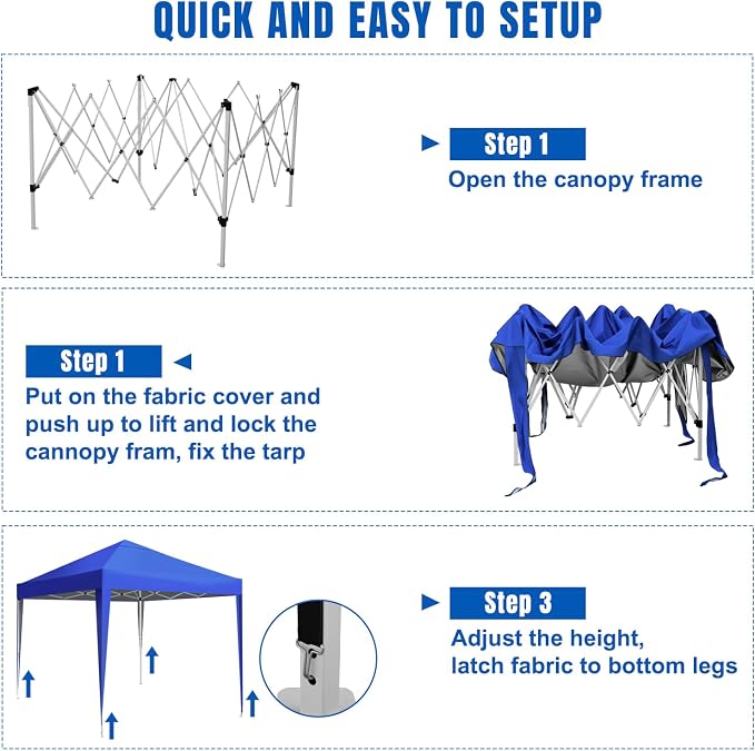 Yesker 10x10 Pop Up Canopy Tent UPF 50+ Waterproof Outdoor Canopy Portable - Image 3