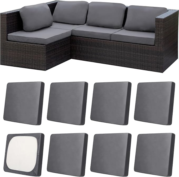 8Pcs Patio Cushion Covers, Outdoor Cushions Covers, Stretch Cushion Covers by Unknown