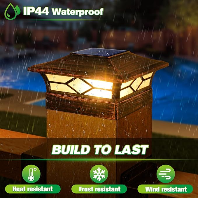 Solar Post Cap Lights Outdoor 8pack, Waterproof Solar Powered Deck Fence Post - Image 3
