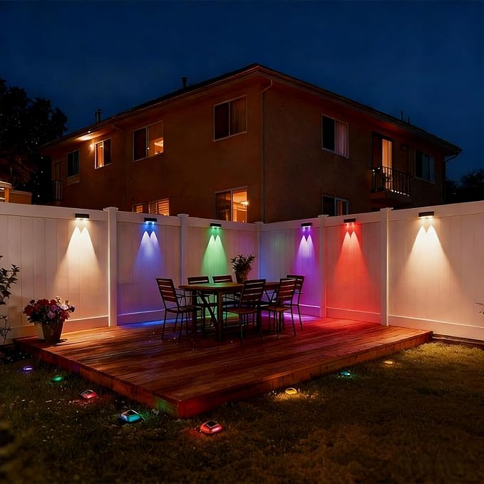 Solar Fence Lights Outdoor Waterproof LED, 12 Pack RGB Fence Solar Lights - Image 9