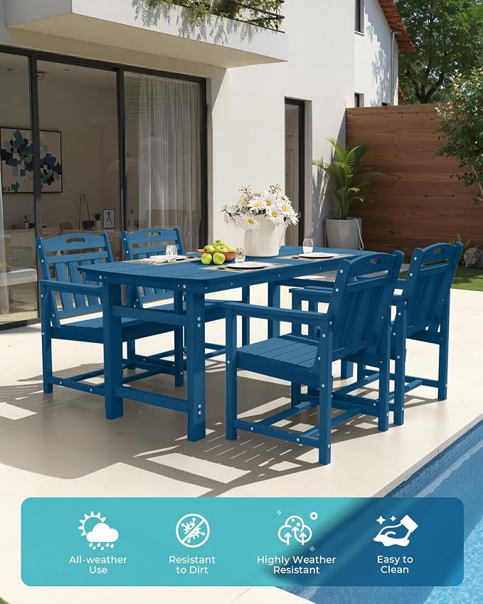 Ciokea HDPE Outdoor Patio Dining Chairs Set of 2, All-Weather Porch Chair - Image 3