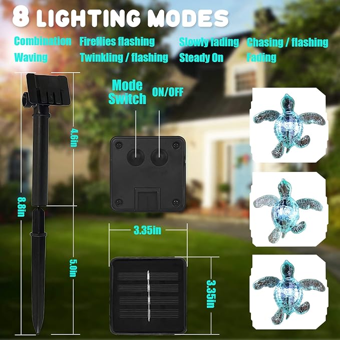 Nautical Solar Lights for Outside Sea Turtle Outdoor Garden Decor 14ft 40LED - Image 2