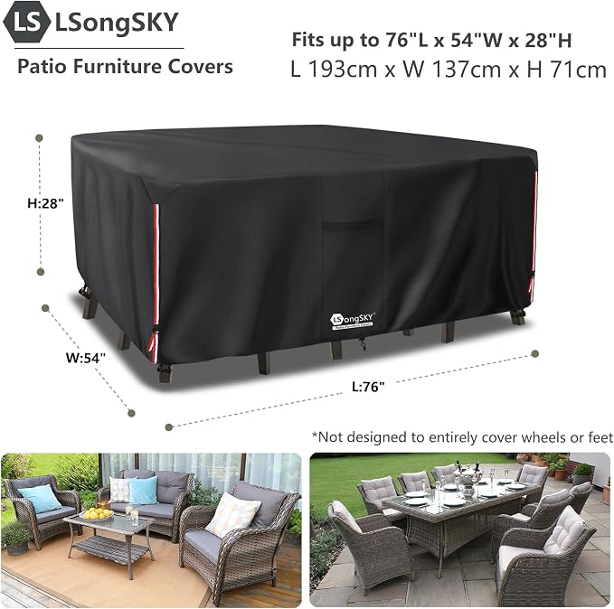 Outdoor Furniture Covers Waterproof, 600D Heavy Duty Patio Cover - Image 3