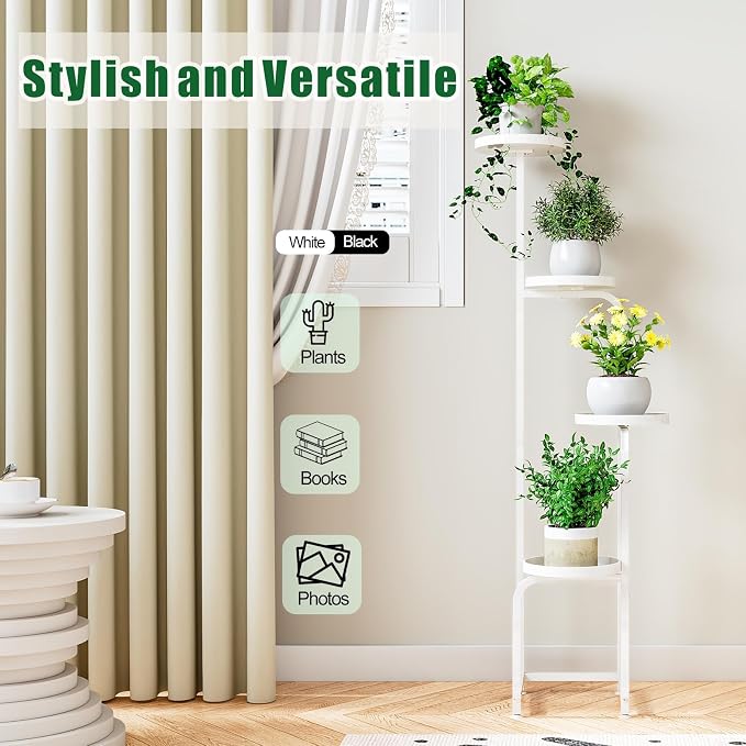Plant Stand Indoor Outdoor 4 Tier Metal Plant Shelf - Image 3