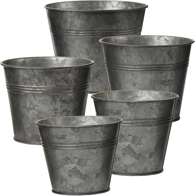 Briful 5 Size Galvanized Buckets Rustic Farmhouse Metal Bucket Galvanized by Briful