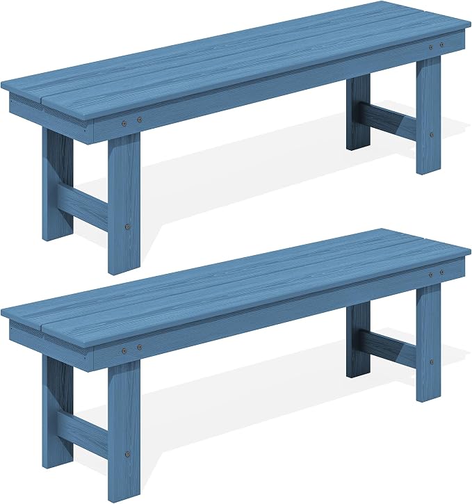 SERWALL 2-Person Outdoor Bench Backless, HDPE Outdoor Benches Weatherproof by SERWALL