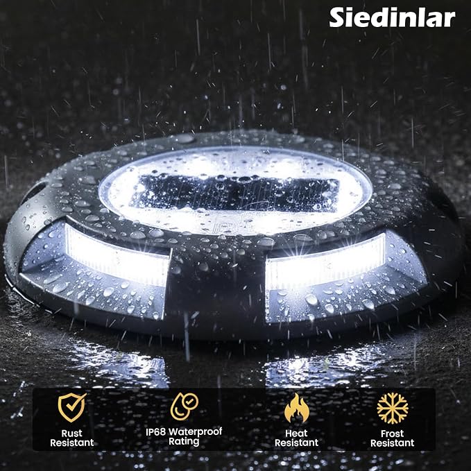 SIEDiNLAR Solar Deck Lights Driveway Dock LED Light Solar Powered Outdoor - Image 3