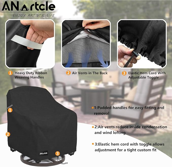 Patio Chair Covers, 600D Waterproof Heavy Duty Outdoor Lawn Patio Furniture - Image 5