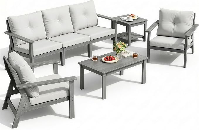 7-Piece HDPE Patio Furniture Set, Outdoor Sectional Sofa Set, All Weather by Unknown