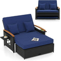 Moccha Outdoor Wicker Daybed, Patio Rattan Loveseat Sofa w/ 4-Level Adjustable by LDAILY