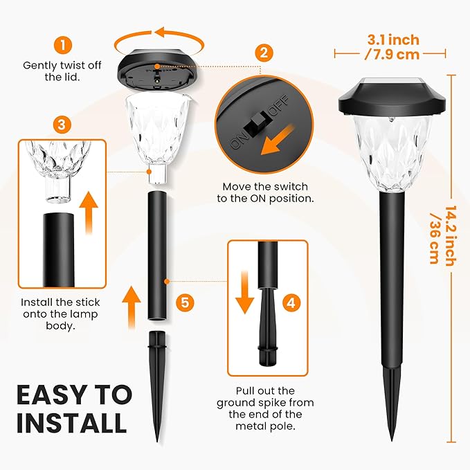 GIGALUMI 10 Pack Solar Lights Outdoor, Solar Pathway Lights - Image 6