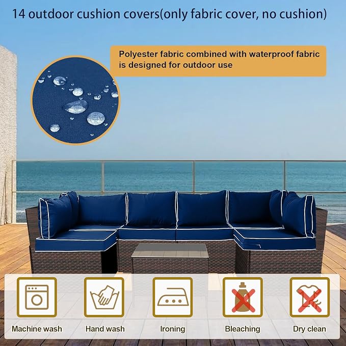 Outdoor Cushion Covers for Patio Furniture, Patio Cushion Covers Replacement - Image 6