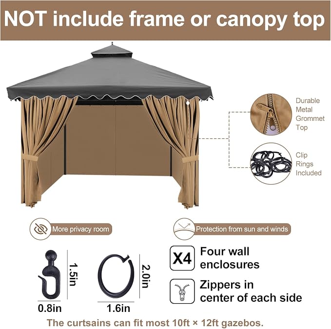 Gazebo Privacy Curtains 10' x 12' - Image 4