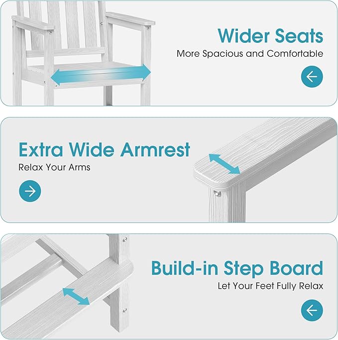Ciokea Heavy Duty Bar Height Chair, 380lbs Outdoor Adirondack Tall Bar Chair - Image 3