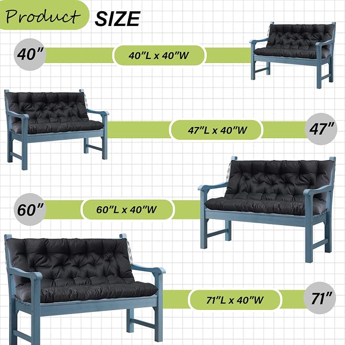Waterproof Porch Swing Cushion Replacement, 2–3 Seat Swing Seat Cushion - Image 7