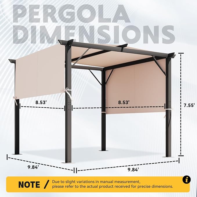 MELLCOM Outdoor Pergola 10x10 Ft, Metal Freestanding Shelter - Image 2
