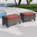 COOS BAY Modern 2 Piece Wicker Outdoor Ottomans, Patio Ottoman Foot Rest Set by COOSBAY