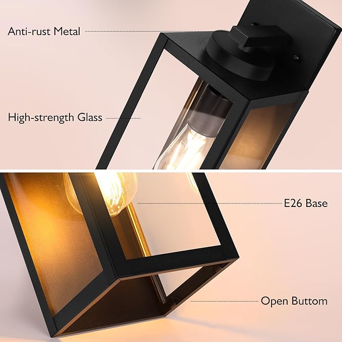 BesLowe 15.25” Large Size Outdoor Wall Light Fixture, Exterior Lighting Fixture - Image 4